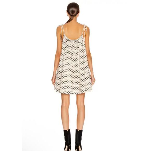 Andamane Bubble Hem Tie Shoulder Mini Dress Black & Cream Polka Dot, size M - Picture 9 of 9
